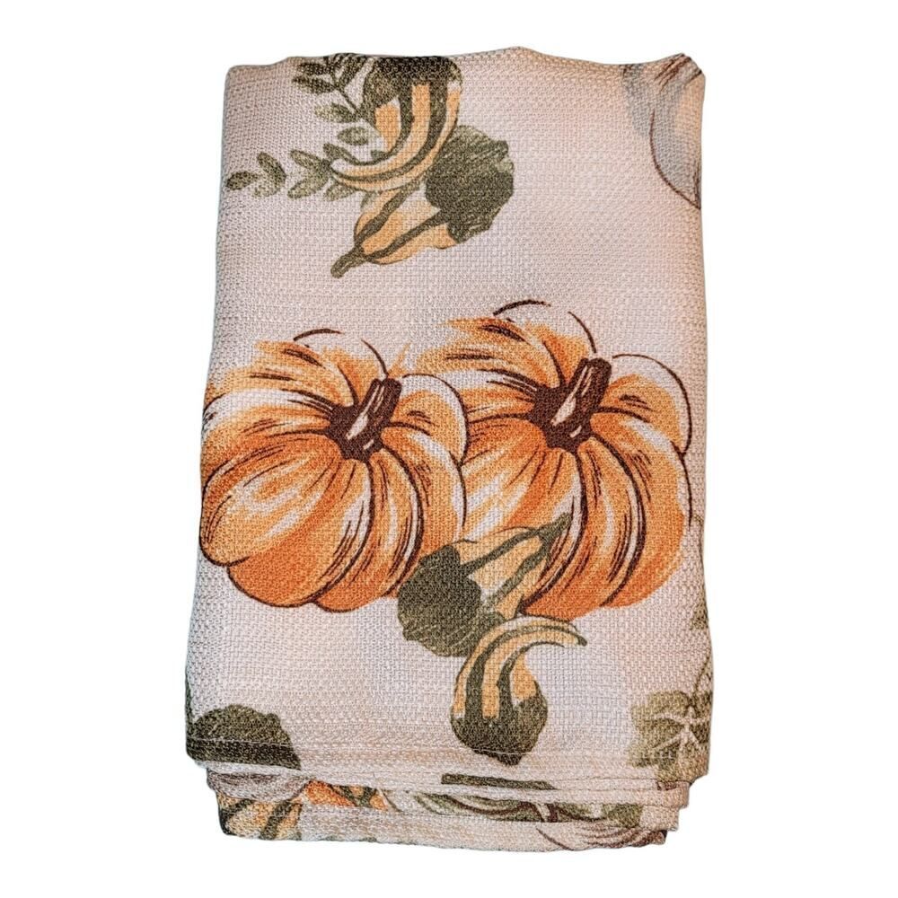 Thanksgiving Fall Pumpkin Autumn Harvest Tablecloth Runner Fabric 60" x 18"